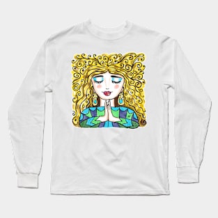 Curly Meditation Girl Long Sleeve T-Shirt